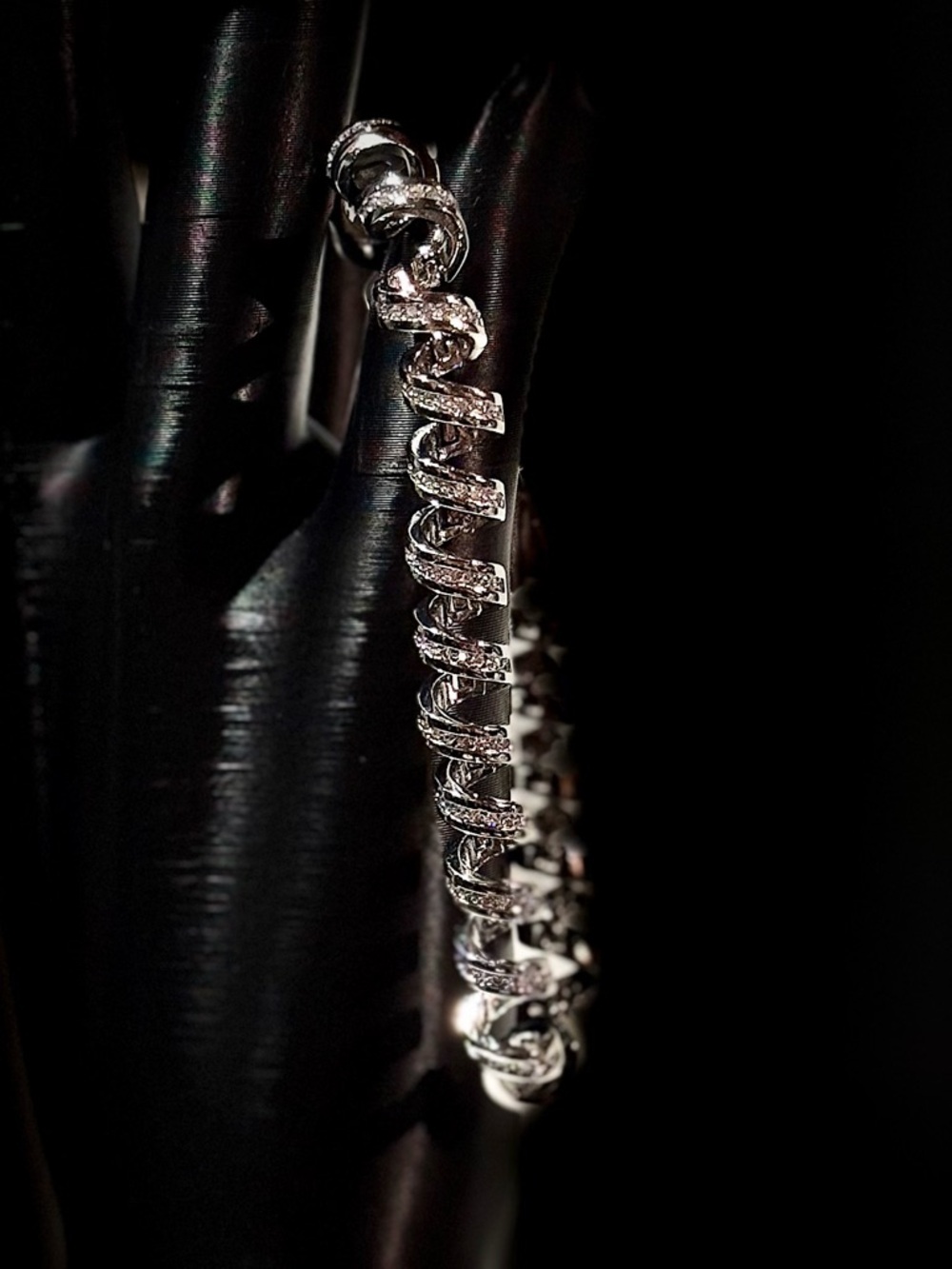 Diamond-Crusted Telephone Cord Bracelet